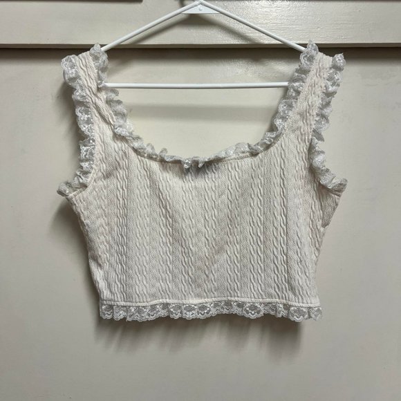 Cider Ivory Solid Lace Trim Cami Tank Top - Picture 2 of 4